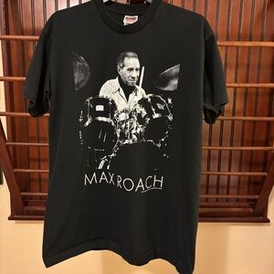 Max Roach Drummer Vintage Graphic Tee - Black